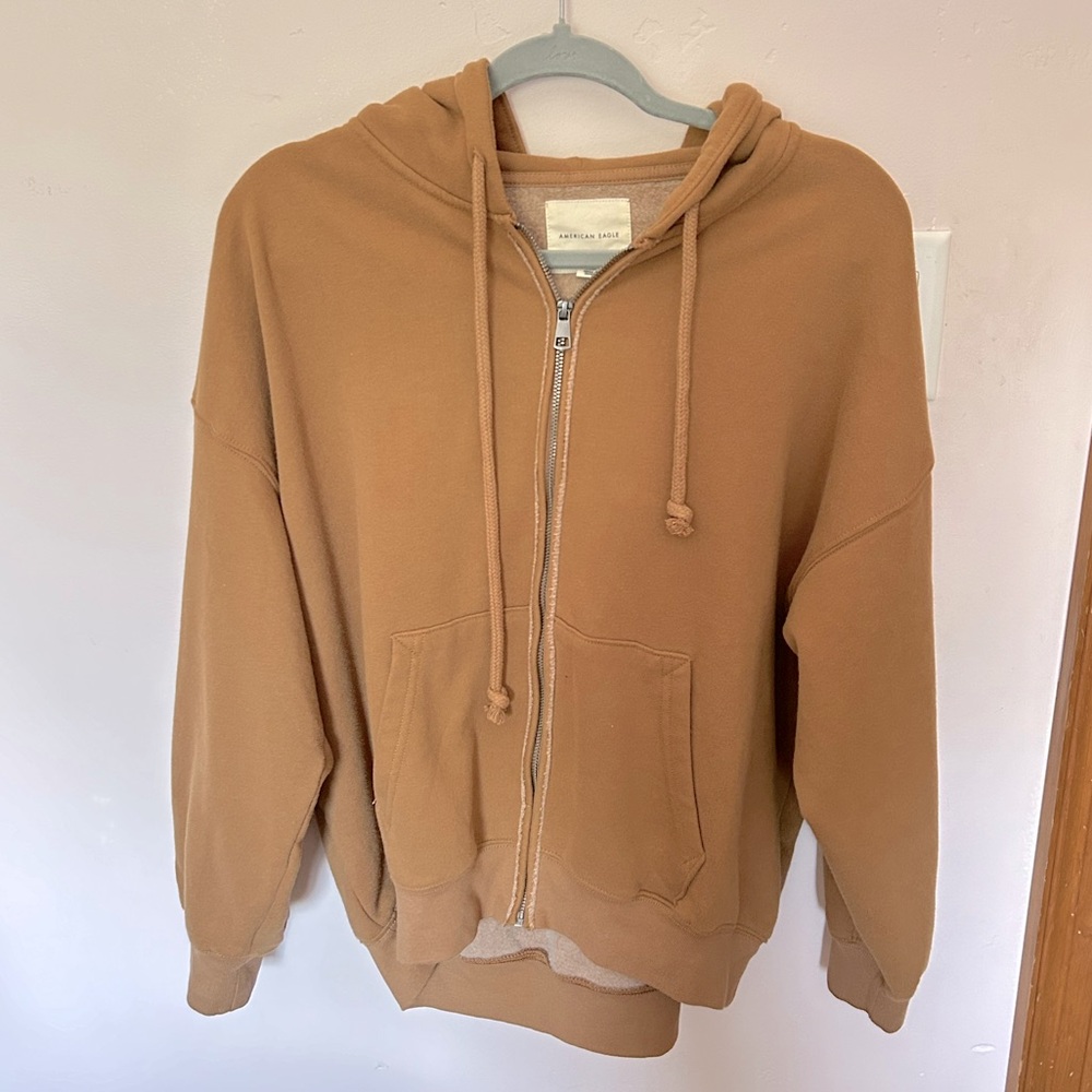 American eagle brown zip-up sweatshirt